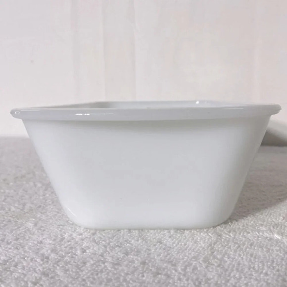 Vintage Glasbake Milk  Glass Brown Flower Pattern Loaf Pan - Picture 2 of 10